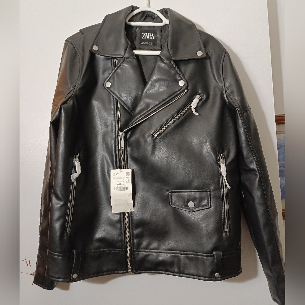 Mens Zara Faux Leather Jacket - Large